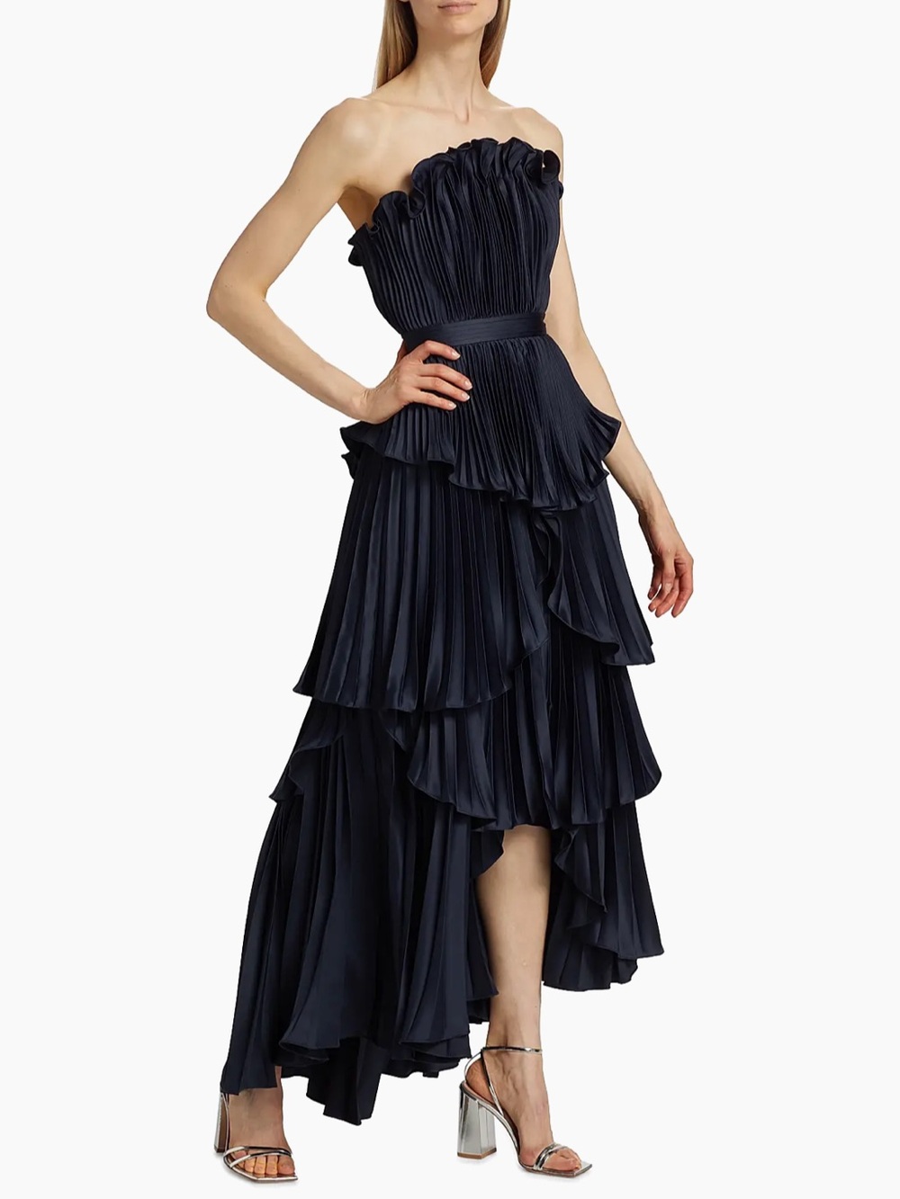 AMUR • Janey Tiered Shell High-Low Gown - Picture 2 of 7
